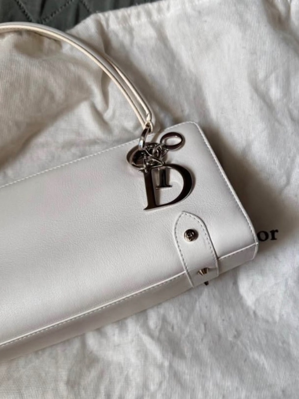 Dior white east west shoulder bag